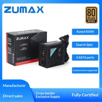 Zumax 850W Silent Dual CPU Gaming Power Supply untuk Komputer Desktop ATX-850W Bersertifikasi 80 PLUS Bronze Warna Hitam Tersedia