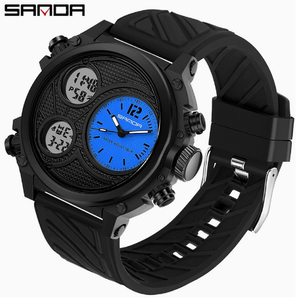 นาฬิกาดิจิตอล Sanda รุ่นใหม่ นาฬิกาสปอร์ตสำหรับผู้ชาย นักเรียน นักศึกษา ใช้งานกลางแจ้ง เรืองแสง กันน้ำ นาฬิกาทหาร หน้าปัดคู่ ระบบอิเล็กทรอนิกส์ - Product Image 2