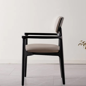 <span class=keywords><strong>Fauteuil</strong></span> de salle à manger moderne en bois de frêne massif avec assise en similicuir rembourré pour usage domestique/restaurant (Koweït, EAU, Australie) - Product Image 4