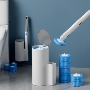 Juego de Cepillos de Inodoro de Plástico Desechables con Cabezales de Repuesto, Soporte de Pared, Limpiador de Baño Multiángulo - Product Image 1