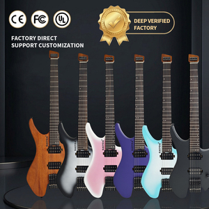 Guitarra Eléctrica Portátil sin Cabezal de 6 Cuerdas, Instrumento de Viaje con Puente Fijo, Pastillas H-H, Acabado Mate, Logotipo Personalizado OEM - Product Image 1