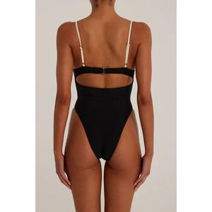 Bikini une pièce uni <span class=keywords><strong>blanc</strong></span> et noir, mode 2026, coupe haute, dos nu, <span class=keywords><strong>push</strong></span>-<span class=keywords><strong>up</strong></span>, <span class=keywords><strong>maillot</strong></span> <span class=keywords><strong>de</strong></span> <span class=keywords><strong>bain</strong></span> <span class=keywords><strong>de</strong></span> plage - Product Image 2