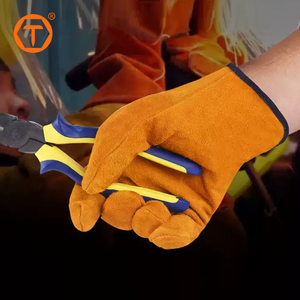 Guantes de Soldadura Resistentes de Cuero Vacuno, Guantes de Trabajo de Piel de Vaca para Soldadores, <span class=keywords><strong>Chimeneas</strong></span>, Barbacoas y Jardinería - Product Image 4