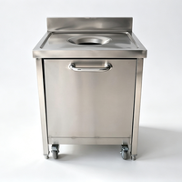 Chariot à déchets alimentaires en acier inoxydable commercial avec couvercle, robuste, pour la collecte des déchets de cuisine des restaurants