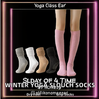 Chaussettes de sport antidérapantes pour femmes, logo, poignets côtelés, tricotées, semelle rembourrée en poly, bulles, yoga, quotidien, automne-hiver