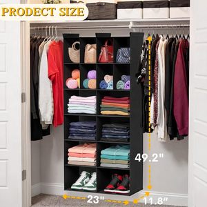 Organizador de Armario Colgante con 16 Compartimentos, Tela No Tejida, Almacenamiento de Ropa, Uso en Dormitorio, Tipo Gancho - Product Image 3