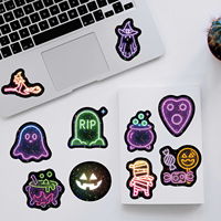 50 autocollants adhésifs personnalisés MC, motif dessin animé monstre néon, pour étiquettes cadeaux classiques de Noël et décorations d'arbre de Noël