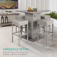 Ensemble de table de bar en rotin d'extérieur 5 pièces, ensemble de comptoir de bar à combiner librement, adapté aux terrasses, au bord de la piscine et au jardin