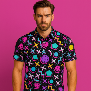 เสื้อโปโลผู้ชายแฟชั่นใหม่ ทรงโอเวอร์ไซส์ ยืดได้ 4 ทิศทาง ระบายอากาศดี พิมพ์ลายทาง ตลกๆ สไตล์กอล์ฟ รับสั่งทำ - Product Image 1