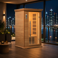 Sauna infrarouge lointain commercial moderne pour 2 personnes SS-100M en bois de pruche avec chauffage en fibre de carbone à faible EMF et filtre de refroidissement