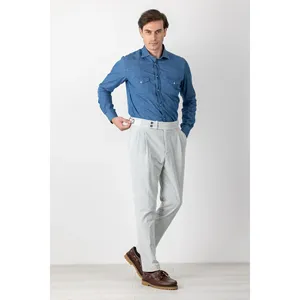 Pantaloni Chino in Velluto di Cotone Grigio per Autunno e Inverno - Product Image 3