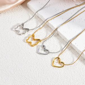 Collar con Colgante de Acero Inoxidable con Corazón Hueco, Estilo Deportivo para Mujer, Popular en <span class=keywords><strong>Instagram</strong></span>, Cadena de Alta Gama que Combina con Todo - Product Image 1