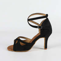 Chaussures de danse salsa/latine pour femmes, en daim doux et tendance, talon de 9 cm, avec doublure en coton