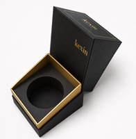 Boîte cadeau rigide noire personnalisée Kexin de luxe avec logo en feuille d'or et insert en mousse