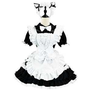 Zixiao Maid Costume Women Adult Stage Performance Dress Black Burgundy Polyester Cosplay Costume - Product Image 5