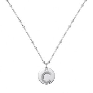 Dylam New Design Jewelry 925 Sterling Silver Rhodium Plated <b>Beaded</b> Link Chain 5A Zirconia A-Z Alphabet Circle Pendant Necklaces - Product Image 3