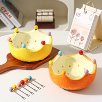 VENTE FLASH Plateau de rangement en céramique en forme de fruits style campagne française, ensemble de fourchettes colorées amovibles, écologique pour usage intérieur