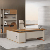 Chaise de bureau de direction moderne de luxe avec bureau en L de 2m/2,4m, personnalisable, cadre en PVC et bois, tiroirs de rangement, usage commercial