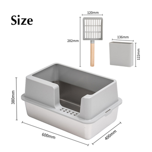 Cao mặt thép không gỉ cat litter box bền có thể tháo rời nắp dễ dàng làm sạch với thiết kế mở lớn 20L Công suất bao gồm Scoop - Product Image 2