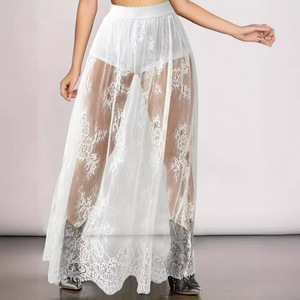 Falda Larga Gótica de Encaje Transparente Estilo Diablo para Mujer, Nueva Colección de Verano Europea y Americana, Tendencia Gótica - Product Image 1