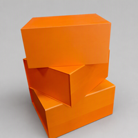 Boîte cadeau magnétique pliable de luxe en papier mat pour cadeaux électroniques, souvenirs de vacances, fournisseur de boîtes en papier orange personnalisées