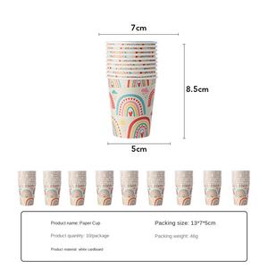 Vajilla Desechable Colorida con Temática de Arcoíris para Fiestas de Cumpleaños y Navidad Infantiles, Incluye Juego de Platos y Vasos de Papel - Product Image 5