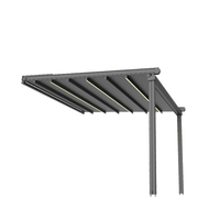 Auvent de jardin moderne en aluminium avec toit rétractable en PVC, pour balcon, terrasse, gazebo, extérieur sans fil