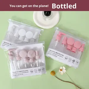 Ensemble de flacons cosmétiques en plastique personnalisés de 80 ml, 50 ml, 30 ml, couleur blanche, rose, bleue, avec sac de voyage - Product Image 4