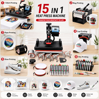 Machine d'impression de t-shirts 15 en 1, presse à chaud combinée, machine de transfert thermique par sublimation pour tasses, maillots, chapeaux, chaussures, stylos, coques de téléphone, ballons