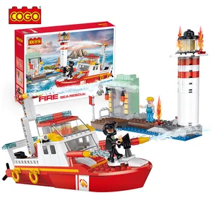 COGO教育玩具城市消防模型积木消防员套装男孩玩具