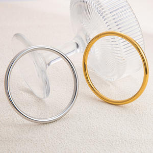 Brazalete de Acero Inoxidable Chapado en Oro de 18K, Joyería de Moda para Mujer, Brazalete Redondo Simple, Accesorio de Verano - Product Image 3