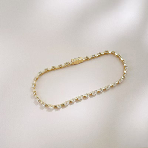 <span class=keywords><strong>Bracelet</strong></span> tennis en diamant de laboratoire, <span class=keywords><strong>or</strong></span> jaune 18 carats, pavé de diamants étincelants pour femme, éclat doux et scintillant, bijou raffiné, cadeau - Product Image 3