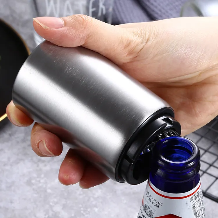 Magnetic Automatic Beer Bottle Opener Stainless Steel Magnet Jar Opener Kitchen Bar Accessories Wine Beer Soda Cap Opener