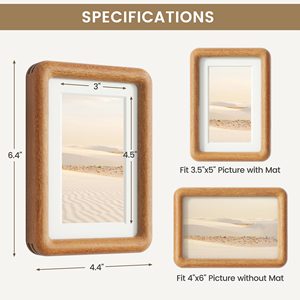 Cadre photo en bois créatif et élégant en teck naturel avec verre trempé et coins arrondis, écologique, pour affichage sur bureau ou mural - Product Image 2