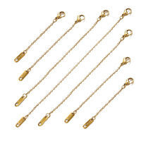 Chaînes d'extension en acier inoxydable plaqué or 18 carats, ovales plates, à anneaux en O, pour colliers, bracelets, fournitures de bijoux DIY