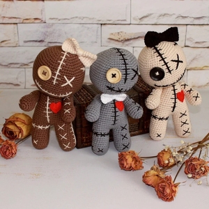 Ma Ám búp bê <span class=keywords><strong>Voodoo</strong></span> bông dệt kim nhồi Halloween Crochet <span class=keywords><strong>Voodoo</strong></span> đồ chơi Amigurumi Màu Đỏ <span class=keywords><strong>Voodoo</strong></span> Bunny - Product Image 5