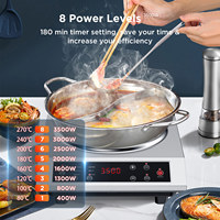 Cuisinière à induction à brûleur unique à usage domestique et commercial, 3500W, plaque de cuisson multifonctionnelle, 220V, commande par bouton