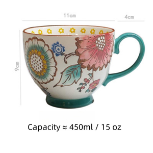 Tazas de Cerámica para Desayuno con Diseño Floral Estilo Chino, Proceso de Relieve Bajo Esmalte, Venta al por Mayor - Product Image 6