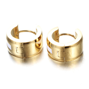 Boucles d'oreilles clous pour hommes en acier inoxydable, 7 mm, design géométrique rond, or rose, argent, or, pour usage quotidien - Product Image 5