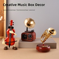 Boîte à musique vintage créative en forme d'instrument de musique, figurine en résine, gramophone, violoncelle et trompette, statue pour décoration de table intérieure