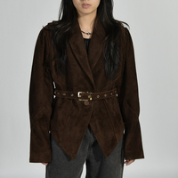 Veste de moto en cuir véritable de mouton, modèle court, de luxe, avec ceinture, pour femme, printemps-automne, personnalisable, en cuir souple, vente en gros, fournisseur