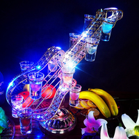 Présentoir de Service de lunettes de guitare éclairé en acrylique Rechargeable coloré, plateau de Service de verre à Shot VIP LED