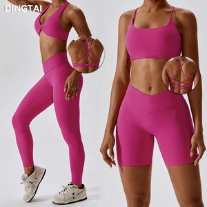 Abbigliamento Fitness personalizzato per ragazze abbigliamento sportivo da donna Spandex Set da Yoga reggiseno e <span class=keywords><strong>Leggings</strong></span> Set <span class=keywords><strong>corto</strong></span> - Product Image 4