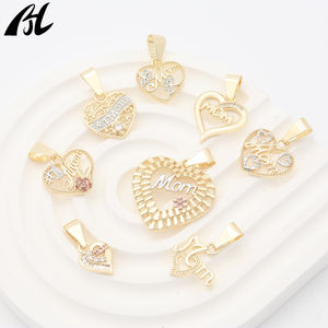 New Selling 14K galvani sierte Kupfer legierung <span class=keywords><strong>Gold</strong></span> Herz Anhänger stilvolle Mode Charms für Muttertag Geschenk - Product Image 3