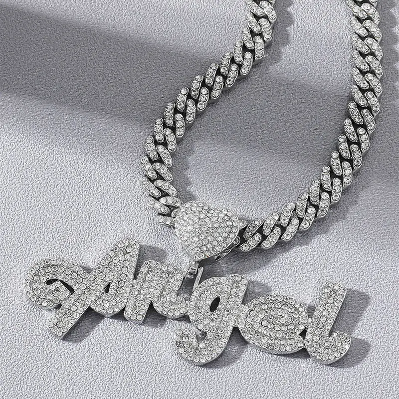 Hip Hop Fashion Jewelry, Necklaces All Kinds Of Lettering Pendant Necklace Iced Out Chain/