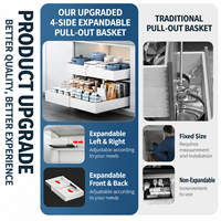 Organisateur de placard extensible en gros, étagère de rangement réglable pour armoire de cuisine, tiroir coulissant