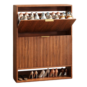 Hiện đại rãnh mỏng 2-Flip ngăn kéo miễn phí đứng bằng gỗ giày lưu trữ tủ óc chó lối vào giày tổ chức Lưu trữ giá - Product Image 1