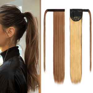 Extensión <span class=keywords><strong>de</strong></span> Cola <span class=keywords><strong>de</strong></span> Caballo con Clip, Estilo Balayage Ombre, con Base <span class=keywords><strong>de</strong></span> Encaje y Ondas Suaves, para Mujer - Product Image 4