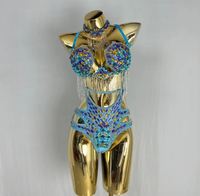 Nuevo Traje Sexy de Samba para Carnaval, Monokini con Pedrería para EDC, Stripper, Rave, Pasatiene, Concurso, Cabaret, Mardi Gras, Showgirl de Vegas