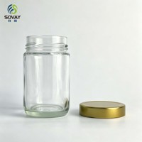 Pot en verre cylindrique lisse de 280 ml en gros, récipient haute transparence pour snacks secs et emballage de produits alimentaires pour la vente au détail